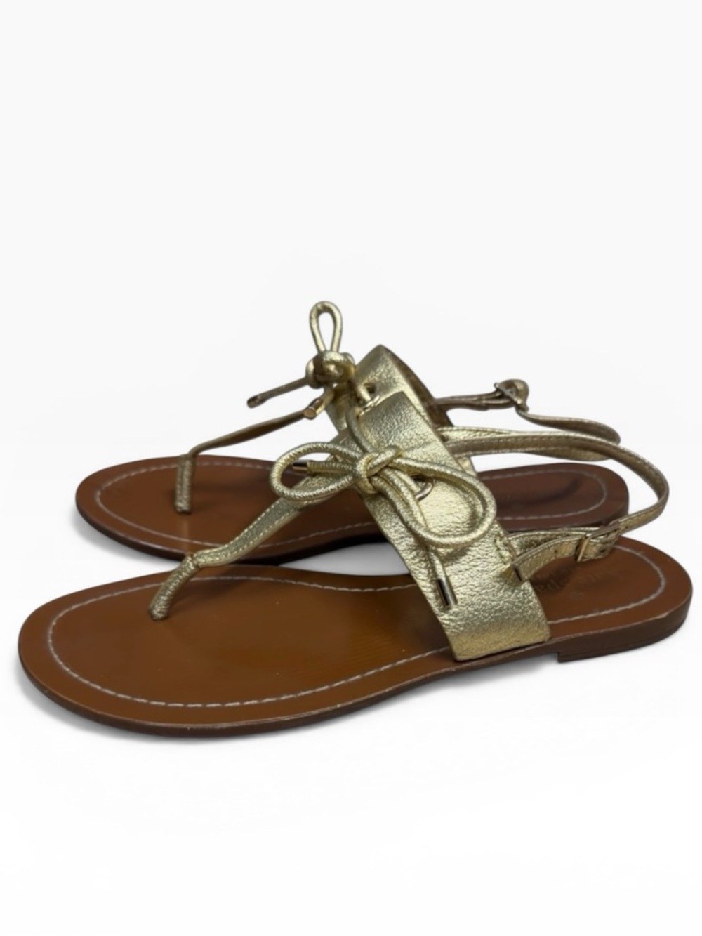 Kate Spade Carolina Gold Metallic Leather Thong Sandals Size US 8 Strappy